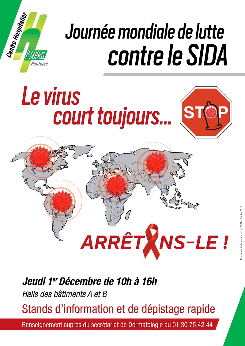 affiche Journée Mondiale de lutte contre le VIH - hôpital René Dubos