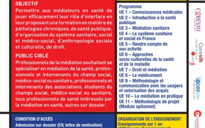 Un diplôme universitaire (DU) de Médiateurs en santé