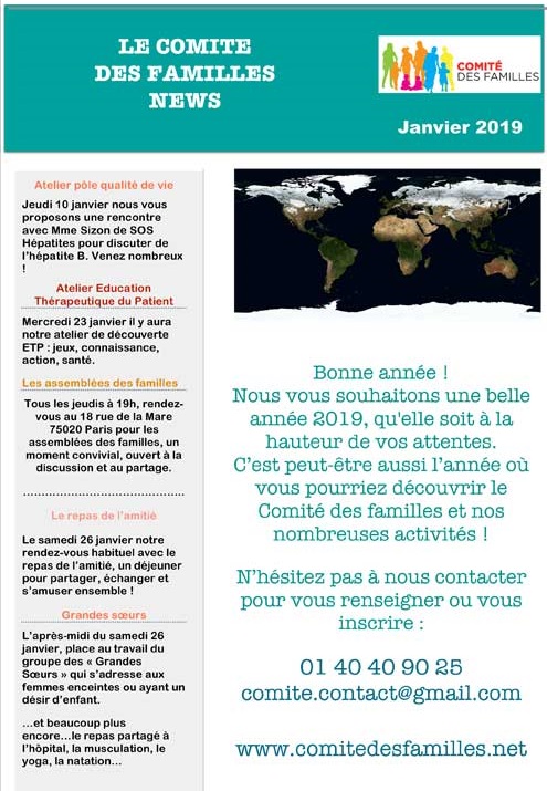 Activités du Comité des Familles en janvier 2019