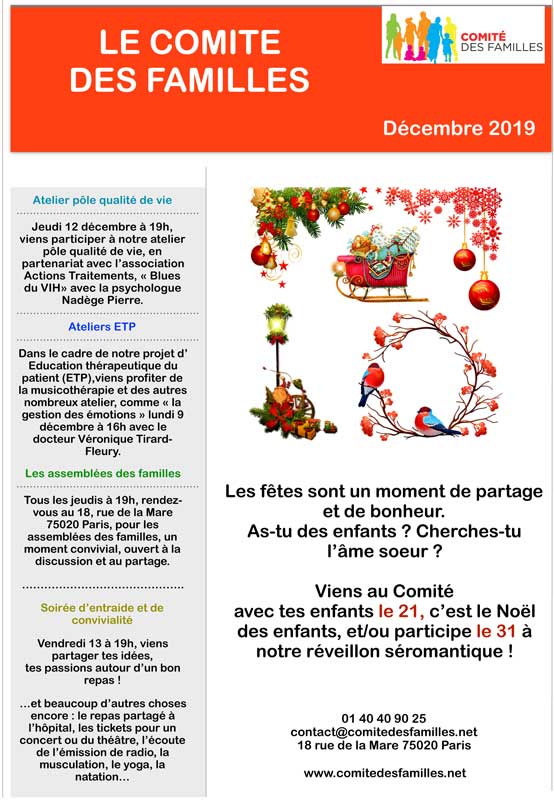 Les activités du Comité des Familles – Décembre 2019