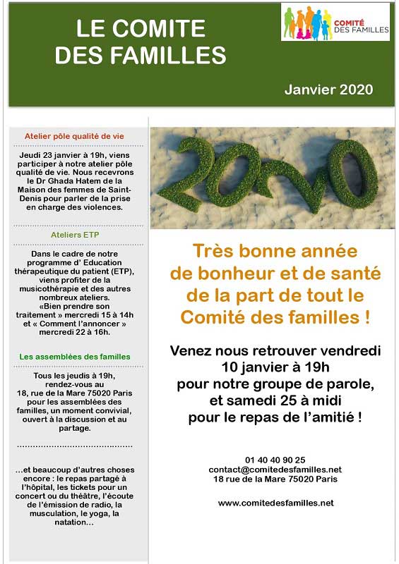 Les activités du Comité des Familles – Janvier 2020