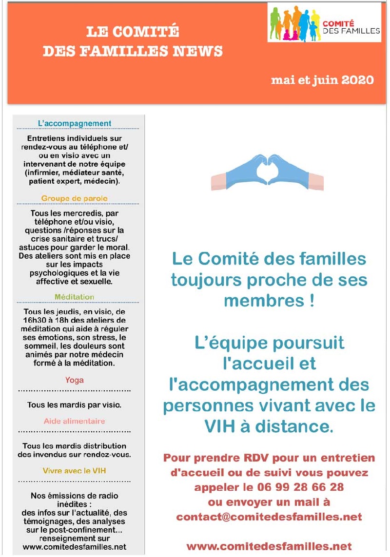 Les activités du Comité des Familles – Mai et Juin 2020