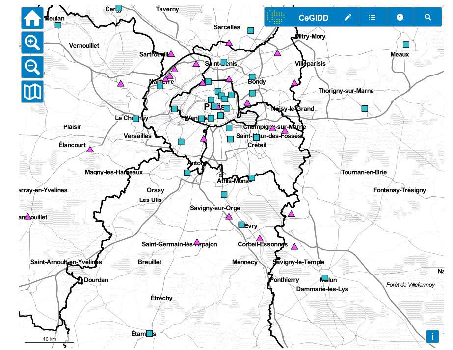 carte des CEGIDD en Ile-de-France