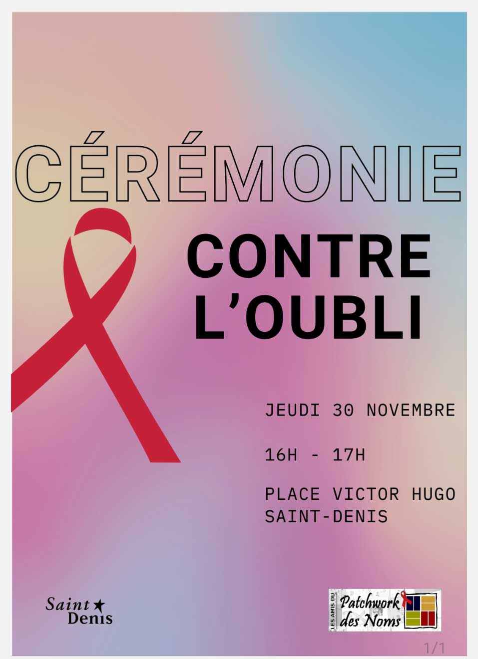 Cérémonie contre l'oubli - 30 novembre 2023